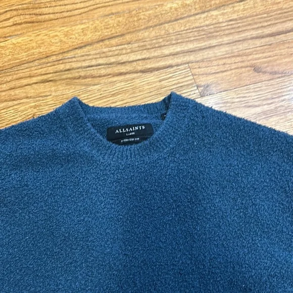 All Saints Teal Blue Crewneck Sweater Classic Knit Design - Picture 2 of 3